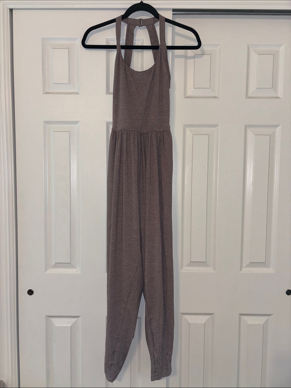 HALARA Sleeveless Halter Jumpsuit in Tan Taupe